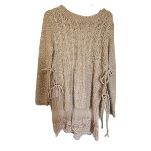 Atlard State Lace Underlay Side Tie Sweater Top Size Small